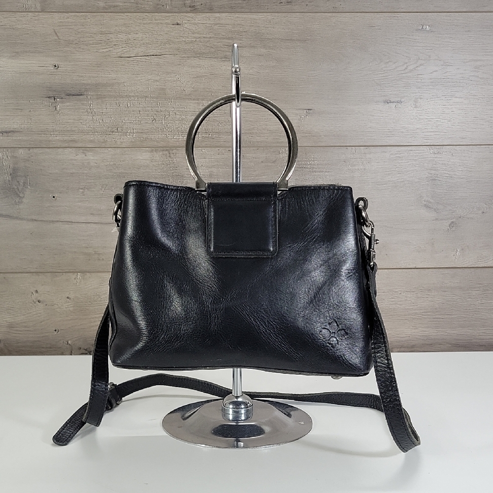 Patricia Nash Black Leather Top Handle Crossbody Bag - Modern Everyday Tote